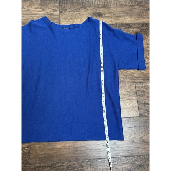 Eileen Fisher 100% Merino Wool Short Sleeve Blue Tunic Sweater Sz XL - Picture 7 of 7